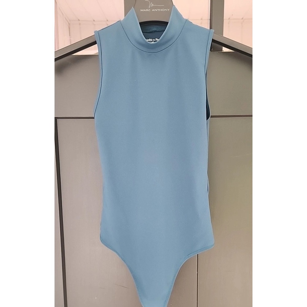 Abercrombie & Fitch Women Sleeveless Mesh Crew Bodysuit Teal Green Size XS